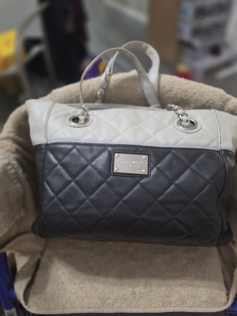 Nine West Colorblock Quilted Shoulder Tote Bag